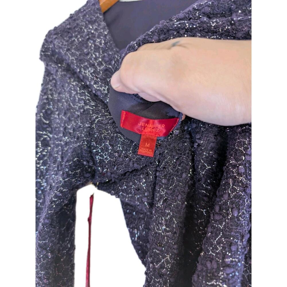 Jennifer Lopez Purple/Metallic Holiday Sequin Spark‎ Top Sz Med - Picture 7 of 7